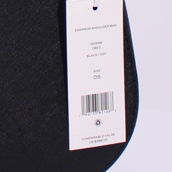 Tory Burch Emerson Saffiano Leather Shoulder Bag & Card Holder Wallet In Black - Picture 10 of 13